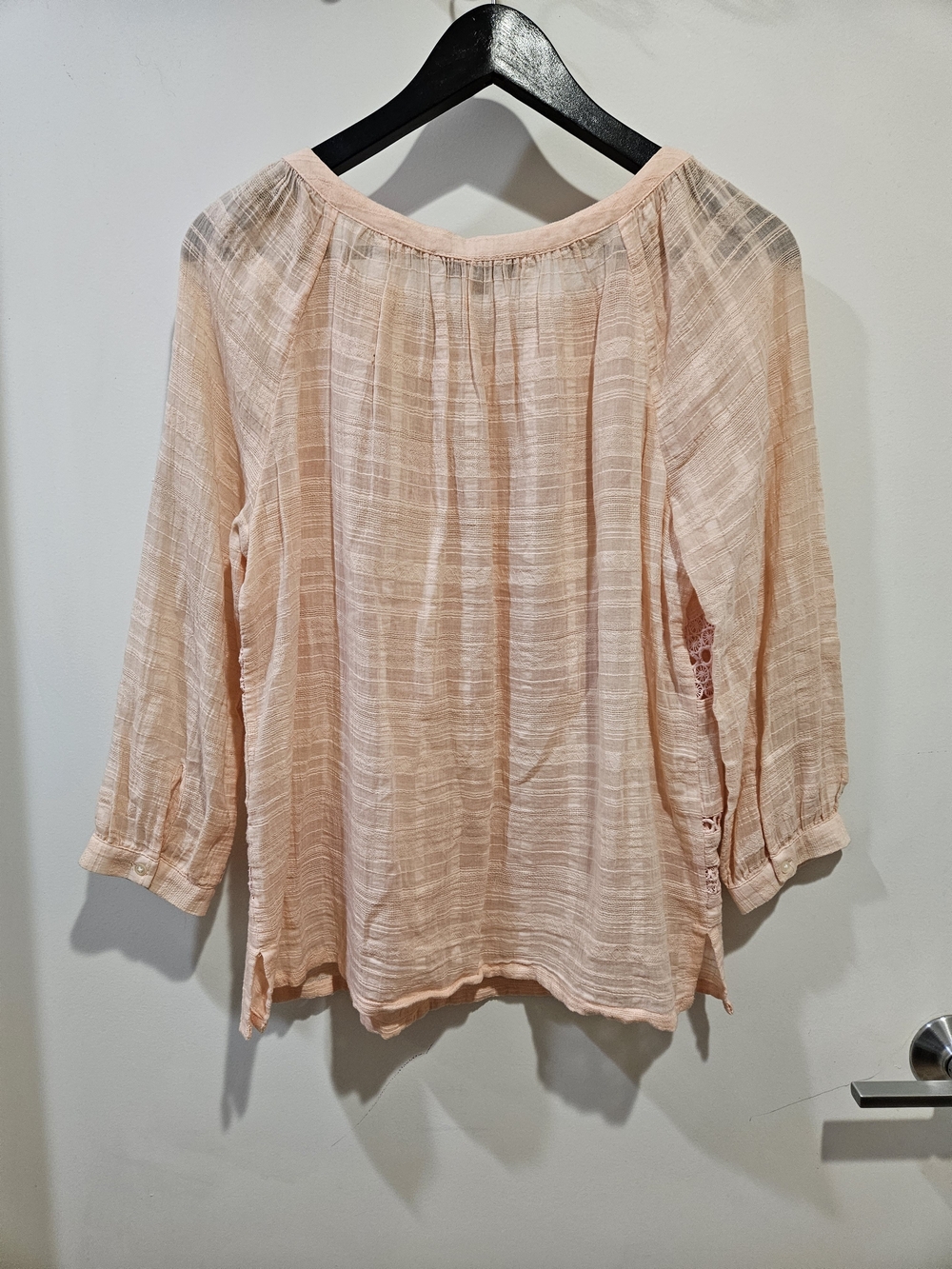 LOFT Peach Crochet-Trim Peasant Blouse - Picture 2 of 4